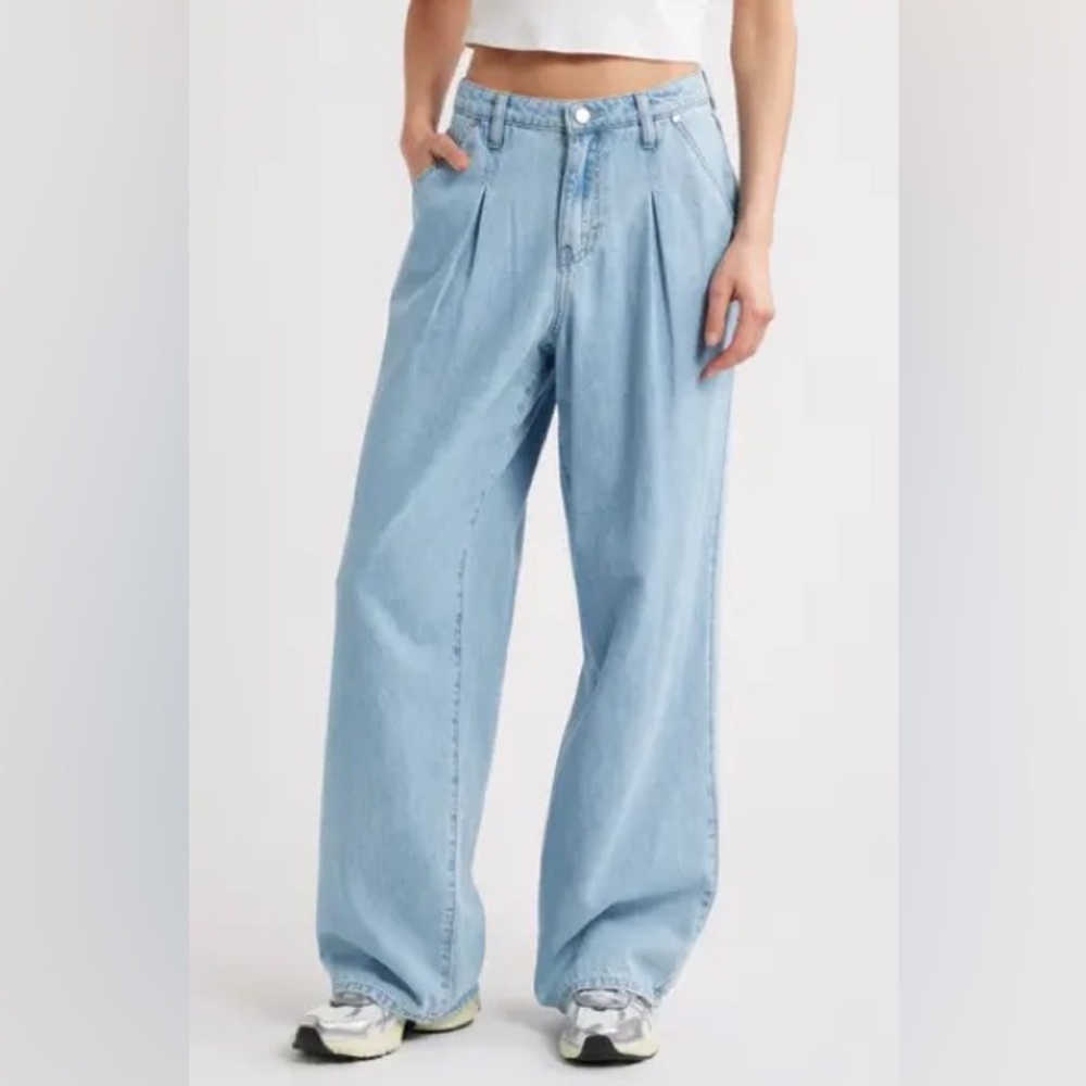 PTCL Women's Light Wash Wide Leg Denim Jeans